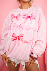 Multi Pink Bow Sweatshirt, Light Pink